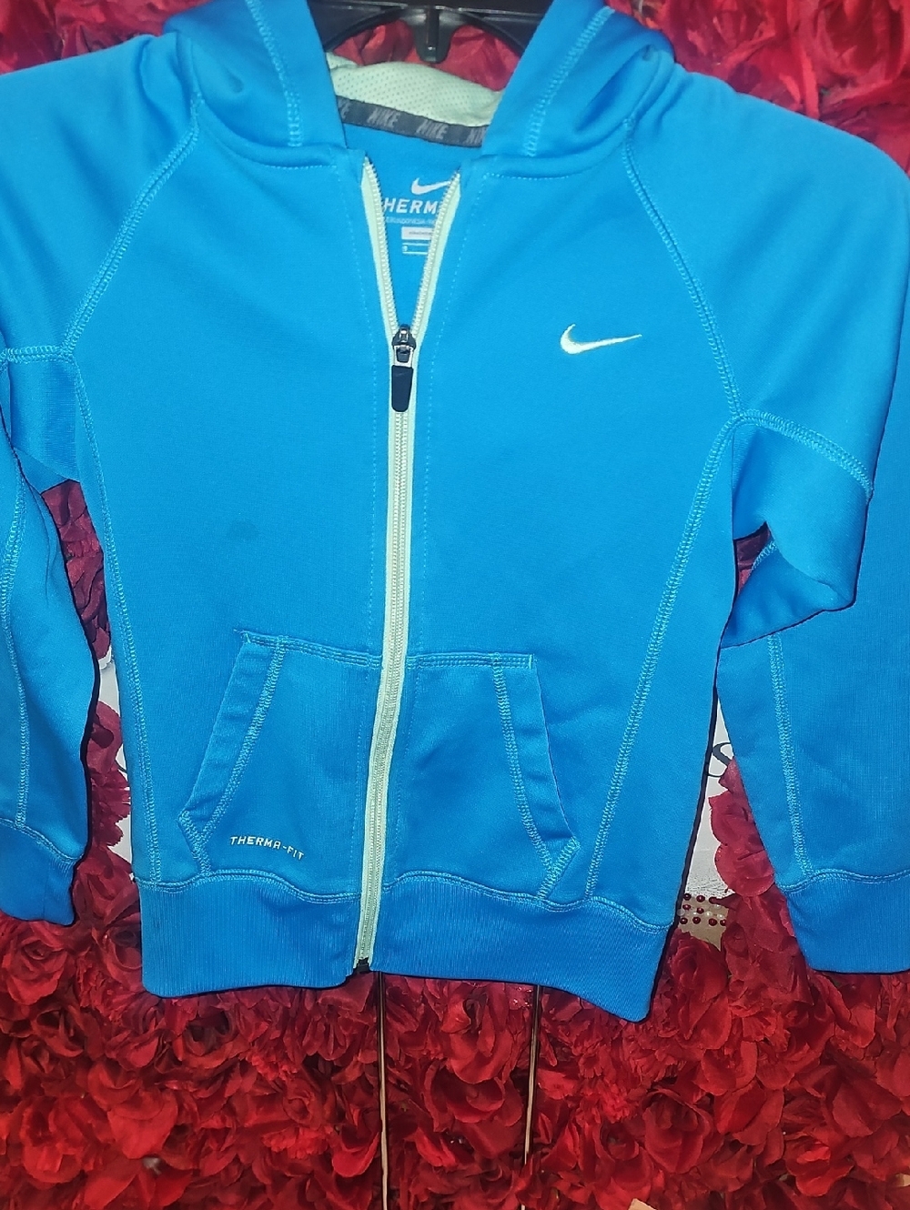 Nike Girls Bright Blue Therma-Fit Zip Hoodie Size Small